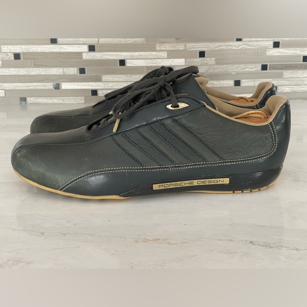 ADIDAS PORSCHE DESIGN Men's Olive & Tan Leather Driving Shoes, 10.5 US - SHARP!!